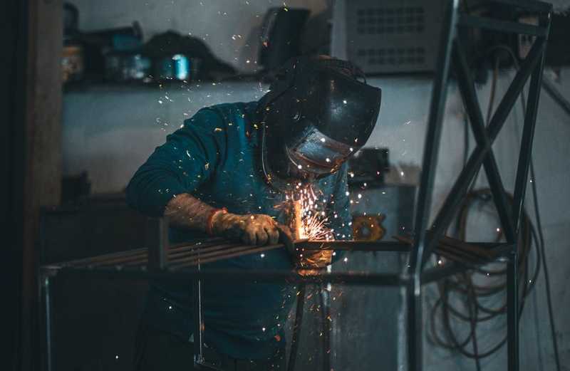 Close up shot of a welder